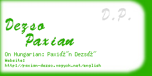 dezso paxian business card